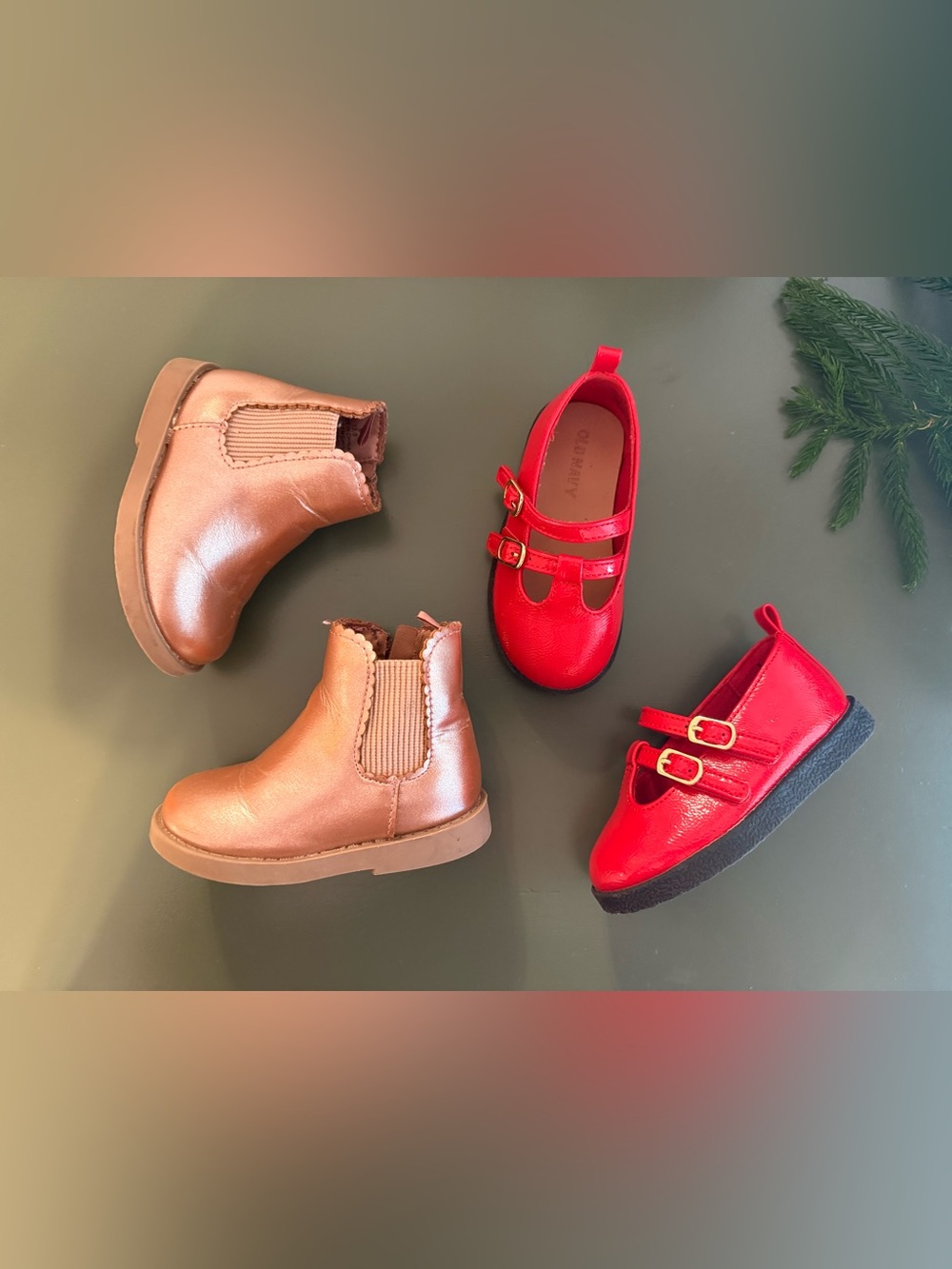 Old Navy Girls' Red Mary Janes & Rose Gold Chelsea Boots - toddler 6